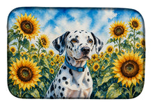 Load image into Gallery viewer, Dalmatian in Sunflowers Dish Drying Mat Absorbent Dish Drying Mat Pad for Kitchen Counter Dish Drainer Mat for Countertop, 14 x 21", Multicolor