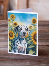 Load image into Gallery viewer, Dalmatian in Sunflowers Greeting Cards - Blank Note Cards – 8-Pack of Artist-Designed Cards with Envelopes
