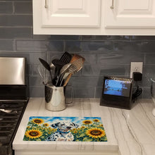 Load image into Gallery viewer, Dalmatian in Sunflowers Cutting Board Tempered Glass Kitchen Cutting Surface, Heat Resistant Chopping Board with Non-Slip Feet, Decorative Food Prep &amp; Serving