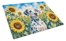 Load image into Gallery viewer, Dalmatian in Sunflowers Cutting Board Tempered Glass Kitchen Cutting Surface, Heat Resistant Chopping Board with Non-Slip Feet, Decorative Food Prep &amp; Serving