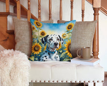 Load image into Gallery viewer, Dalmatian in Sunflowers Throw Pillow - 14x14 Decorative Pillow – Art for Your Home &amp; Patio