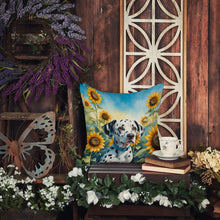Load image into Gallery viewer, Dalmatian in Sunflowers Throw Pillow
