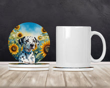Load image into Gallery viewer, Dalmatian in Sunflowers Large Sandstone Coasters Pack of 4