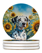 Load image into Gallery viewer, Dalmatian in Sunflowers Large Sandstone Coasters Pack of 4