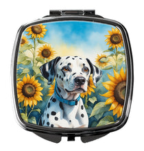 Load image into Gallery viewer, Dalmatian in Sunflowers Compact Mirror – Stylish Purse Mirror with Artistic Covers