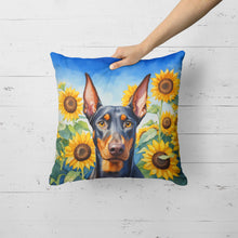 Load image into Gallery viewer, Doberman Pinscher in Sunflowers Throw Pillow