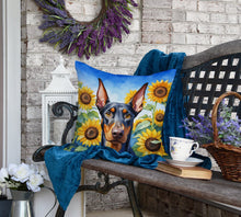 Load image into Gallery viewer, Doberman Pinscher in Sunflowers Throw Pillow