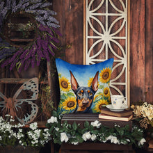 Load image into Gallery viewer, Doberman Pinscher in Sunflowers Throw Pillow