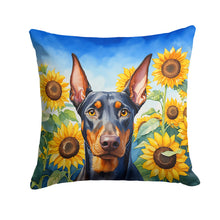 Load image into Gallery viewer, Doberman Pinscher in Sunflowers Throw Pillow