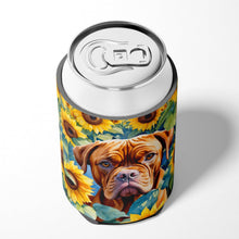 Load image into Gallery viewer, Dogue de Bordeaux in Sunflowers Can or Bottle Hugger