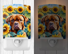 Load image into Gallery viewer, Dogue de Bordeaux in Sunflowers Ceramic Night Light