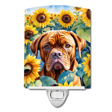 Load image into Gallery viewer, Dogue de Bordeaux in Sunflowers Ceramic Night Light