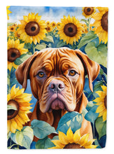 Load image into Gallery viewer, Dogue de Bordeaux in Sunflowers Garden Flag – Bright Dog-Themed Yard Decor
