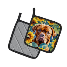 Load image into Gallery viewer, Dogue de Bordeaux in Sunflowers Pot Holders - Set of 2 Decorative Kitchen Helpers | Made in the USA