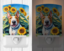 Load image into Gallery viewer, English Bull Terrier in Sunflowers Ceramic Night Light