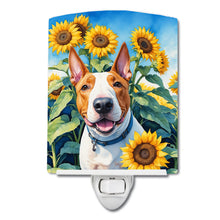 Load image into Gallery viewer, English Bull Terrier in Sunflowers Ceramic Night Light