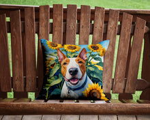 Load image into Gallery viewer, English Bull Terrier in Sunflowers Throw Pillow - 14x14 Decorative Pillow – Art for Your Home &amp; Patio