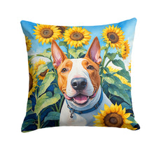 Load image into Gallery viewer, English Bull Terrier in Sunflowers Throw Pillow - 14x14 Decorative Pillow – Art for Your Home &amp; Patio