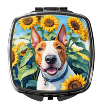 Load image into Gallery viewer, English Bull Terrier in Sunflowers Compact Mirror – Stylish Purse Mirror with Artistic Covers