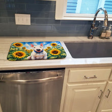 Load image into Gallery viewer, English Bull Terrier in Sunflowers Dish Drying Mat Absorbent Dish Drying Mat Pad for Kitchen Counter Dish Drainer Mat for Countertop, 14 x 21", Multicolor