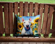 Load image into Gallery viewer, English Bull Terrier in Sunflowers Throw Pillow - 14x14 Decorative Pillow – Art for Your Home &amp; Patio