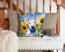 Load image into Gallery viewer, English Bull Terrier in Sunflowers Throw Pillow - 14x14 Decorative Pillow – Art for Your Home &amp; Patio