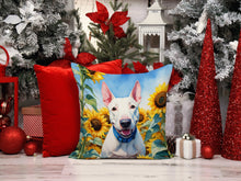 Load image into Gallery viewer, English Bull Terrier in Sunflowers Throw Pillow - 14x14 Decorative Pillow – Art for Your Home &amp; Patio
