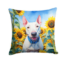 Load image into Gallery viewer, English Bull Terrier in Sunflowers Throw Pillow - 14x14 Decorative Pillow – Art for Your Home &amp; Patio