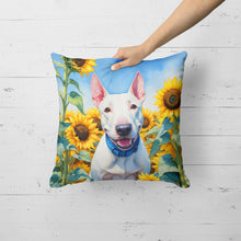Load image into Gallery viewer, English Bull Terrier in Sunflowers Throw Pillow