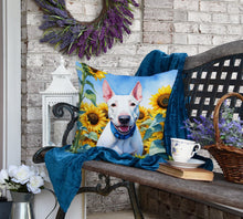 Load image into Gallery viewer, English Bull Terrier in Sunflowers Throw Pillow