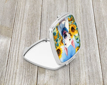 Load image into Gallery viewer, English Bull Terrier in Sunflowers Compact Mirror – Stylish Purse Mirror with Artistic Covers