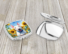 Load image into Gallery viewer, English Bull Terrier in Sunflowers Compact Mirror – Stylish Purse Mirror with Artistic Covers