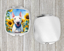 Load image into Gallery viewer, English Bull Terrier in Sunflowers Compact Mirror – Stylish Purse Mirror with Artistic Covers