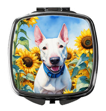 Load image into Gallery viewer, English Bull Terrier in Sunflowers Compact Mirror – Stylish Purse Mirror with Artistic Covers