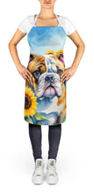 Load image into Gallery viewer, English Bulldog in Sunflowers Apron – Artist-Designed Kitchen, BBQ &amp; Craft Apron