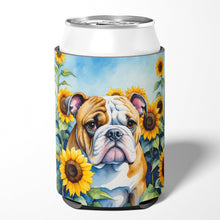 Load image into Gallery viewer, English Bulldog in Sunflowers Can or Bottle Hugger