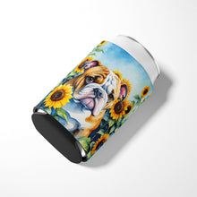 Load image into Gallery viewer, English Bulldog in Sunflowers Can or Bottle Hugger