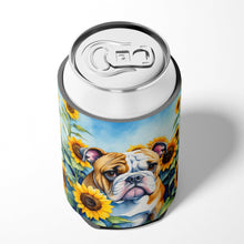 Load image into Gallery viewer, English Bulldog in Sunflowers Can or Bottle Hugger