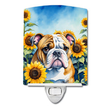 Load image into Gallery viewer, English Bulldog in Sunflowers Ceramic Night Light