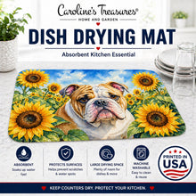 Load image into Gallery viewer, English Bulldog in Sunflowers Dish Drying Mat Absorbent Dish Drying Mat Pad for Kitchen Counter Dish Drainer Mat for Countertop, 14 x 21", Multicolor