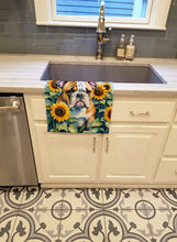 Load image into Gallery viewer, English Bulldog in Sunflowers Kitchen Towel