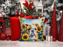 Load image into Gallery viewer, English Bulldog in Sunflowers Throw Pillow - 14x14 Decorative Pillow – Art for Your Home &amp; Patio