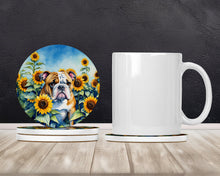 Load image into Gallery viewer, English Bulldog in Sunflowers Large Sandstone Coasters Pack of 4