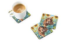 Load image into Gallery viewer, English Cocker Spaniel in Sunflowers Coasters - Set of 4 Lightweight Foam, Absorbent Drink Coasters