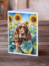 Load image into Gallery viewer, English Cocker Spaniel in Sunflowers Greeting Cards - Blank Note Cards – 8-Pack of Artist-Designed Cards with Envelopes