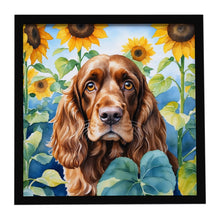 Load image into Gallery viewer, English Cocker Spaniel in Sunflowers Framed Metal Print