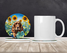 Load image into Gallery viewer, English Cocker Spaniel in Sunflowers Large Sandstone Coasters Pack of 4