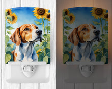 Load image into Gallery viewer, English Foxhound in Sunflowers Ceramic Night Light