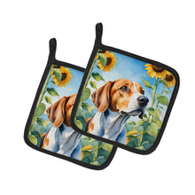 Load image into Gallery viewer, English Foxhound in Sunflowers Pot Holders - Set of 2 Decorative Kitchen Helpers | Made in the USA