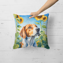 Load image into Gallery viewer, English Foxhound in Sunflowers Throw Pillow